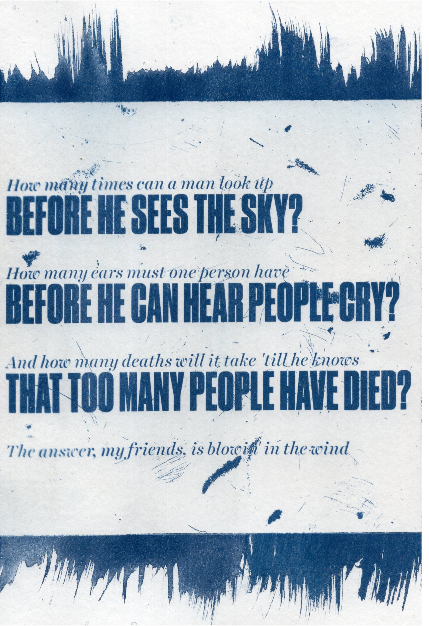 bob dylan quote cyanotype print