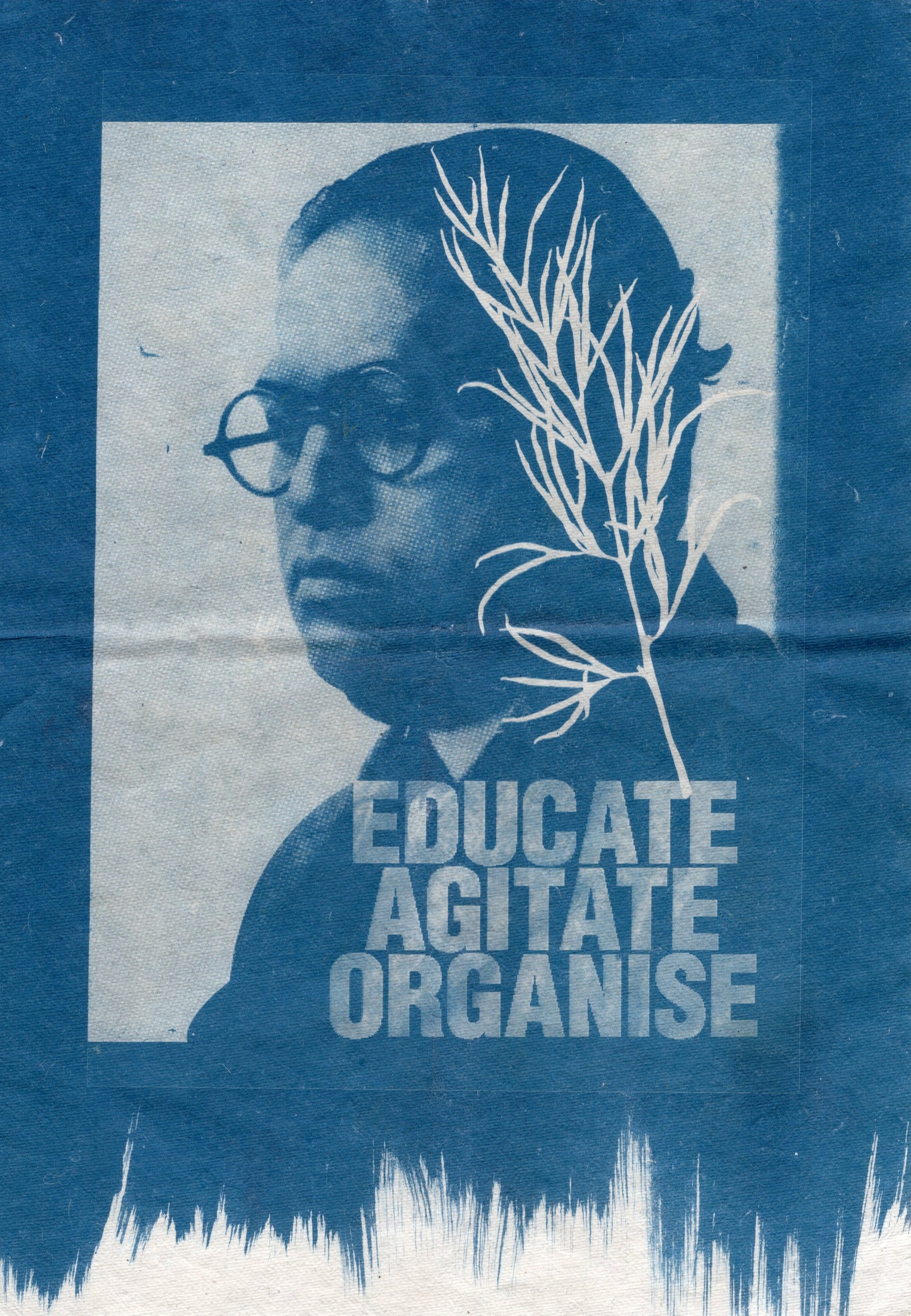 Educate, Agitate, Organise cyanotype print