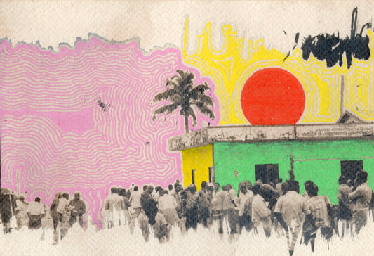 coloured cyanotype print of Mararikulam, Kerala