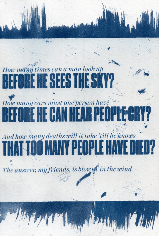 bob dylan quote cyanotype print