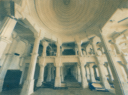 sarkhej roza, ahmedabad, cyanotype duotone art print