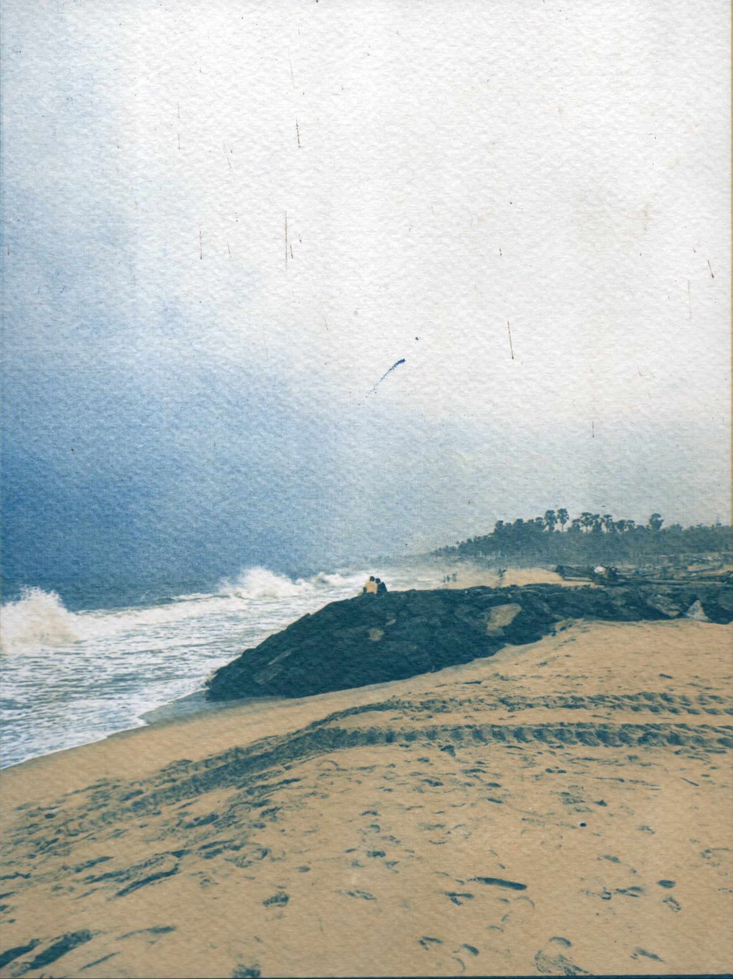 pondicherry cyanotype duotone art print