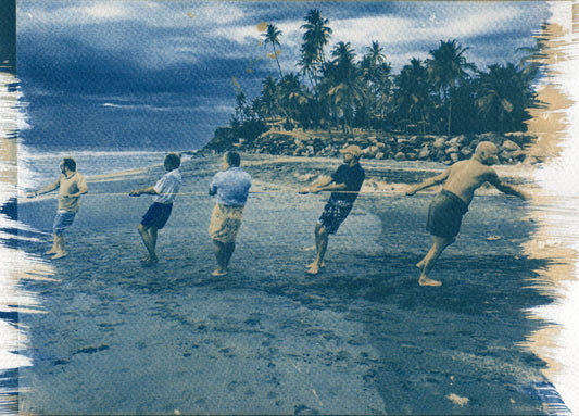varkala, kerala cyanotype duotone art print