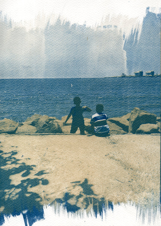 fort kochi, kerala cyanotype duotone art print