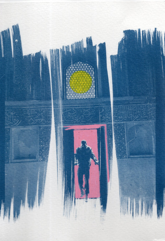 coloured cyanotype print of sunder nursery, delhi